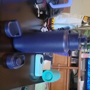 Blue Water Bottle with Lid